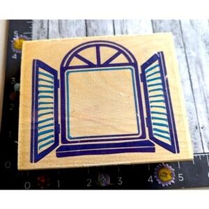 All Night Media Shuttered Window Frame 550-K21 Rubber Stamp Wood #B1